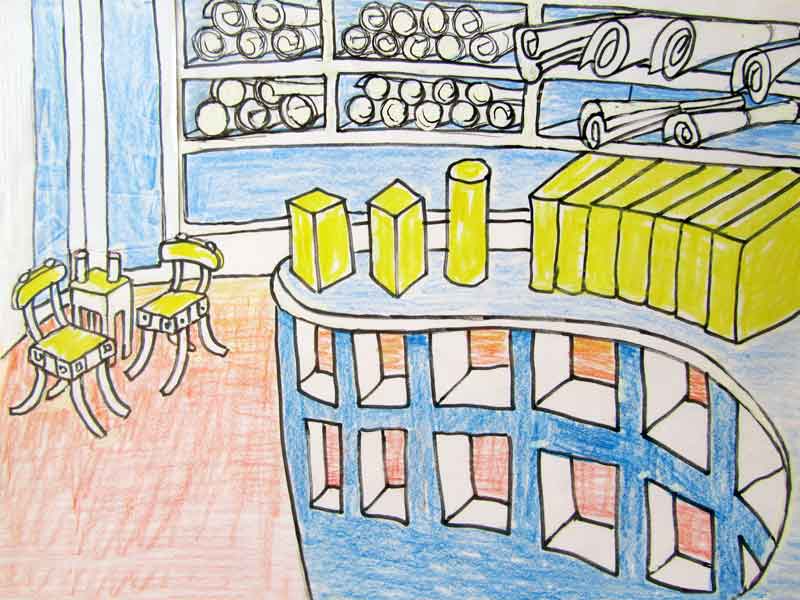 drawing of Richard's shop